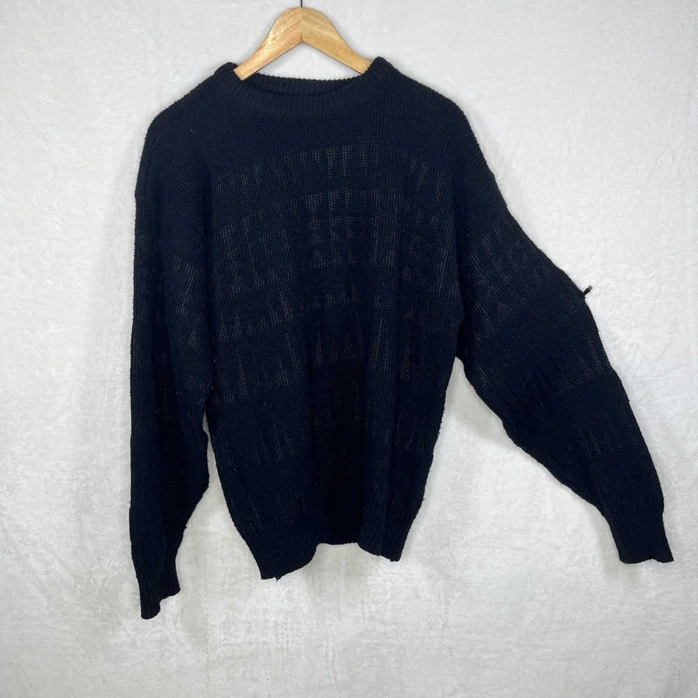Lavane New York Sweater Women's XL Black Acrylic Knit Patterned Pullover